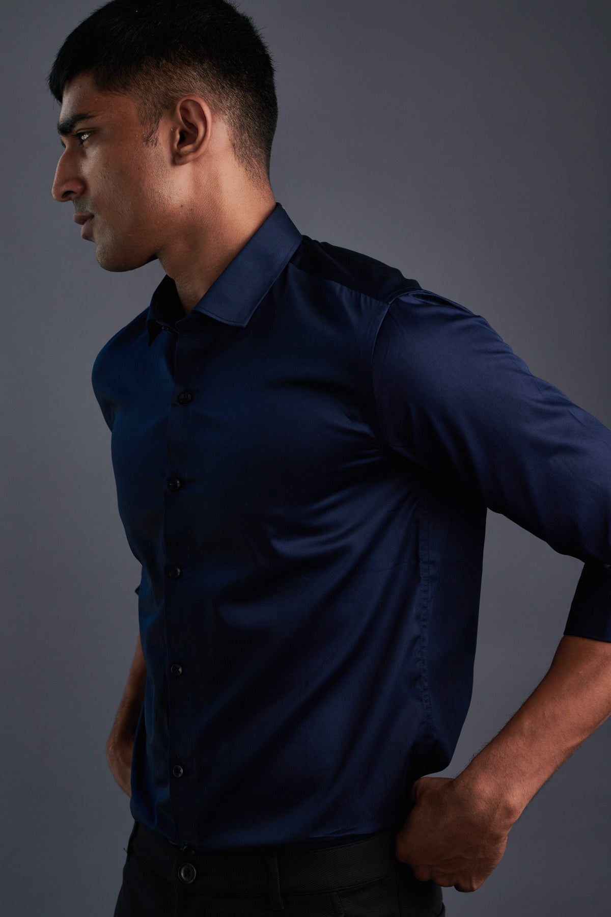 Formal Half Sleeve Blue Textured Shirt - Elvis